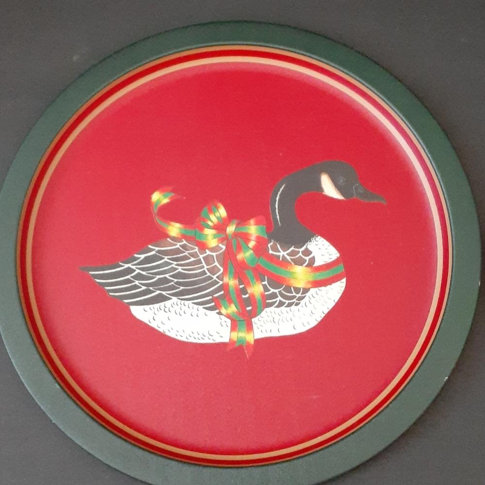Duck Christmas tin tray